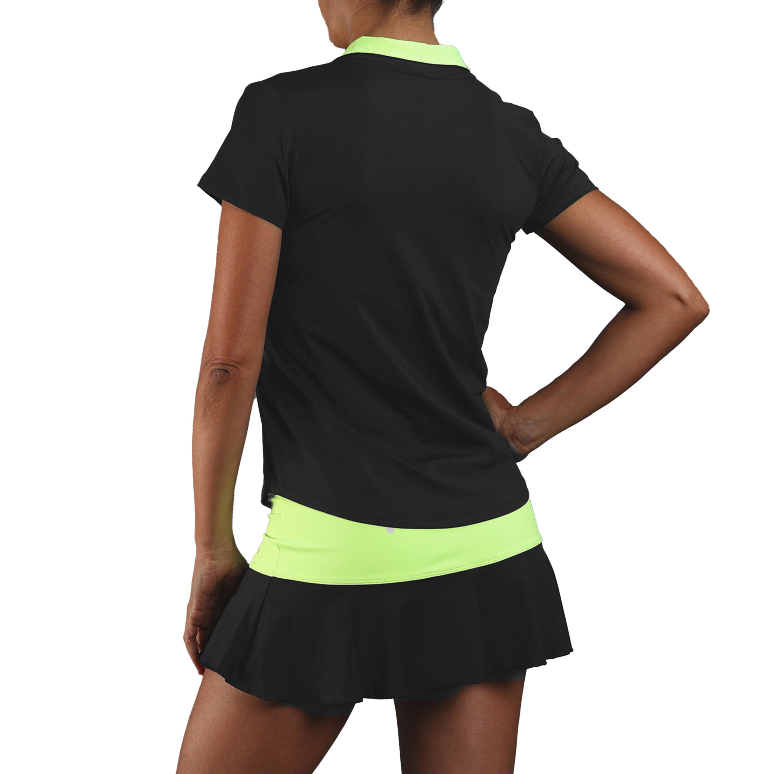 Onyx Sleeves Polo Damen - Schwarz, Grün