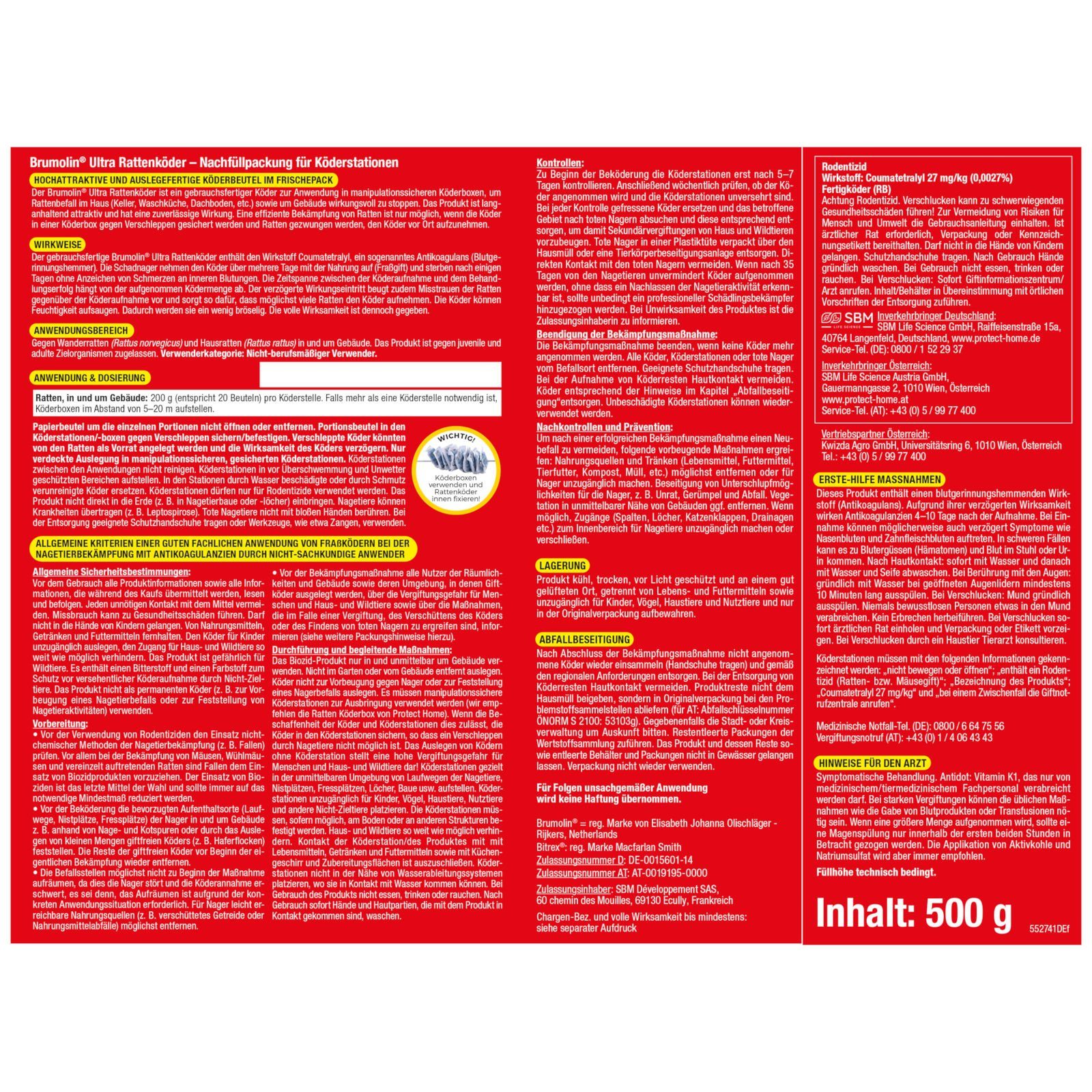Brumolin Gift-Rattenköder Ultra Rattenköder - 500 g
