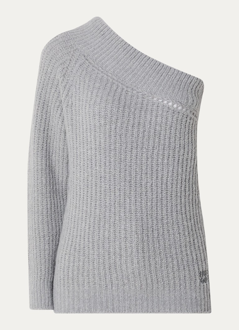 Maglione monospalla Scevanna di HUGO BOSS, lavorato a maglia grossa in misto lana