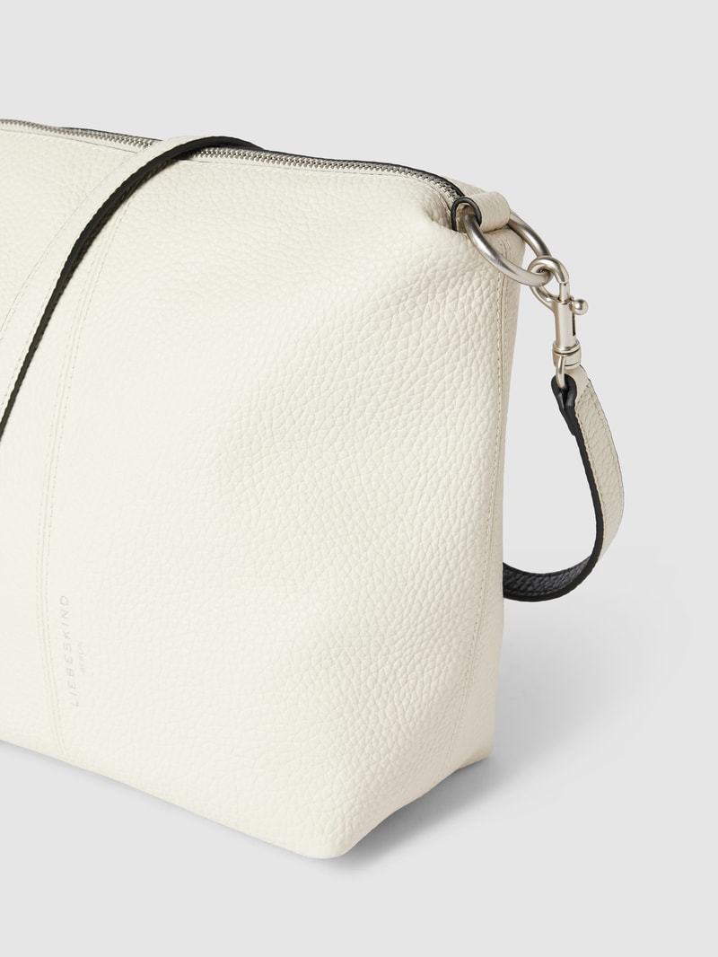 Hobo Bag aus Leder mit Label-Detail Modell 'AISSA' in ecru