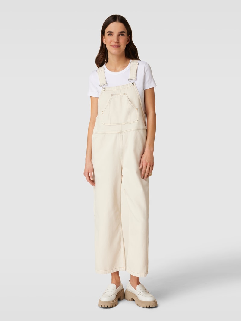 Latzhose mit Eingrifftaschen Modell 'Jumper' in offwhite