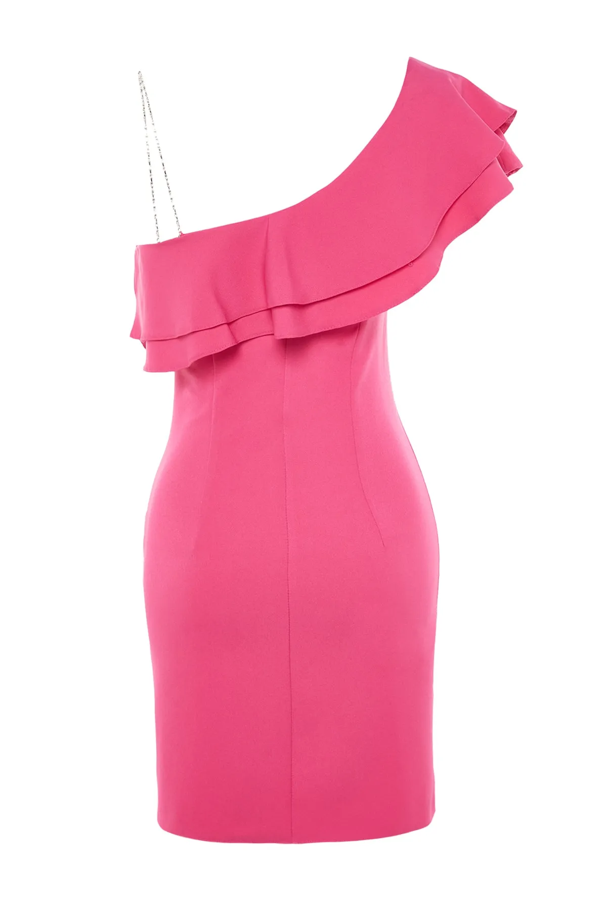 Trendyol Collection  Abendkleid mit gewebtem Volant in Fuchsia TPRSS21EL2873