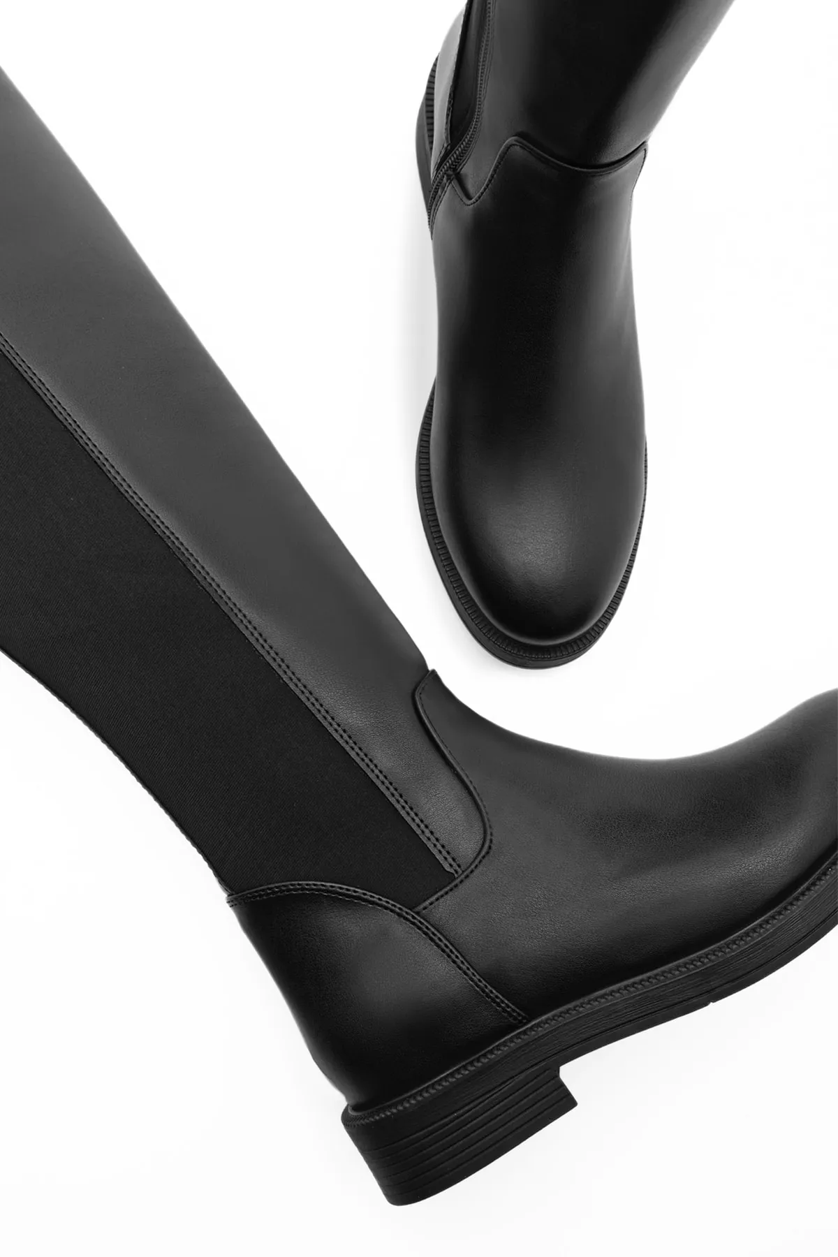 Marjin  Damen Alltagsstiefel Elastisch Stretch Kniehoch Enpar Schwarz