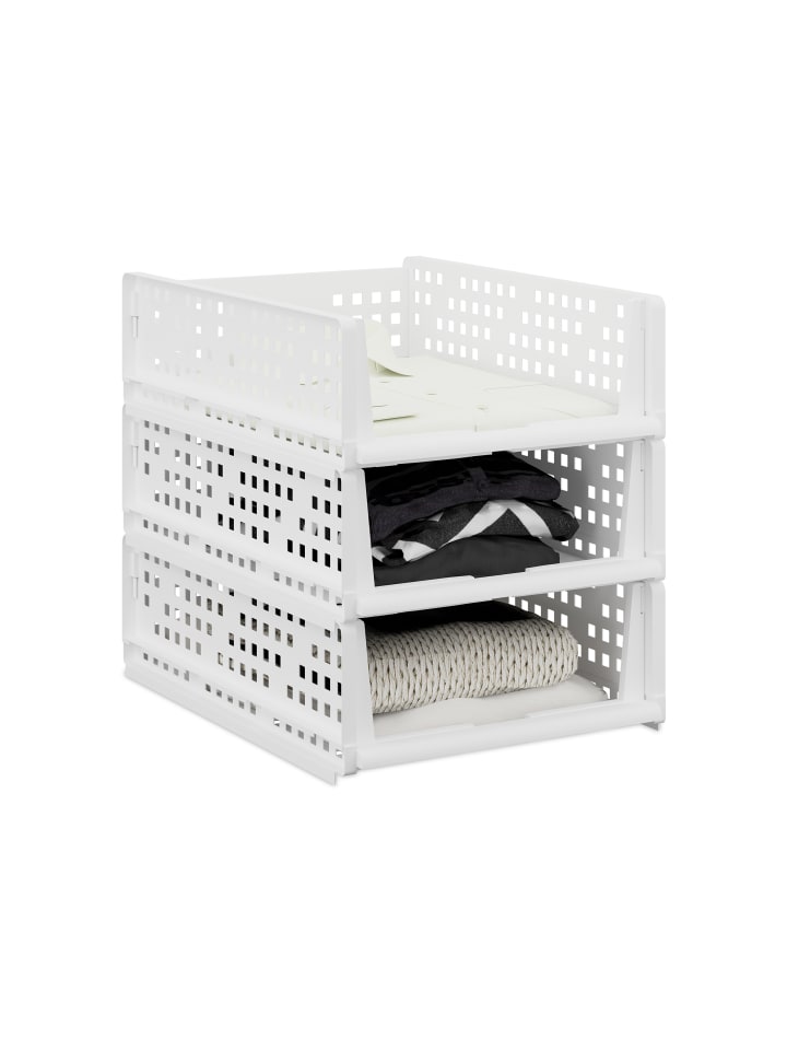relaxdays 3 x Schrank Organizer in Weiß - (B)33,5 x (H)13 x (T)43,5 cm günstig kaufen onesize