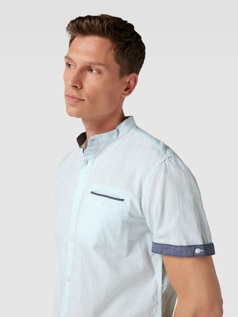 Freizeithemd mit Stehkragen Modell 'slubyarn' in mint