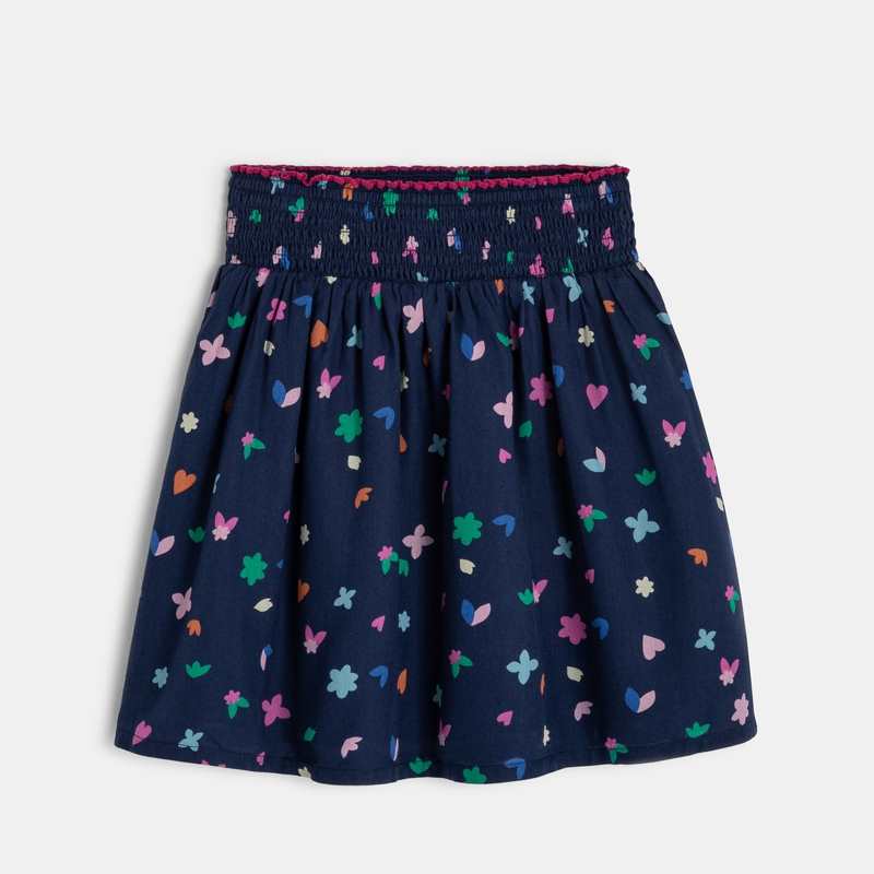 Jupe évasée fille twill coton imprimé floral blanche Catimini