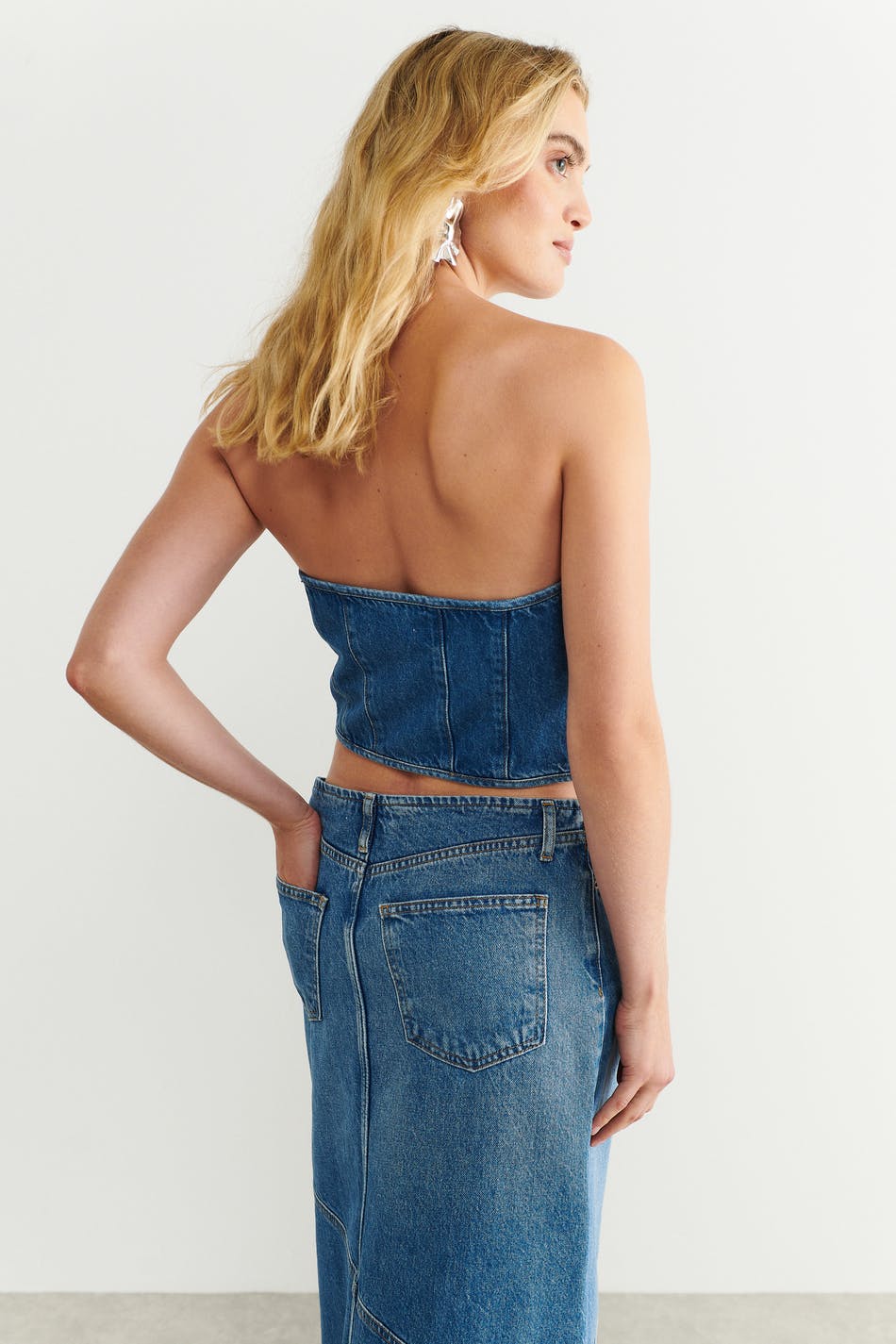Denim zip corset