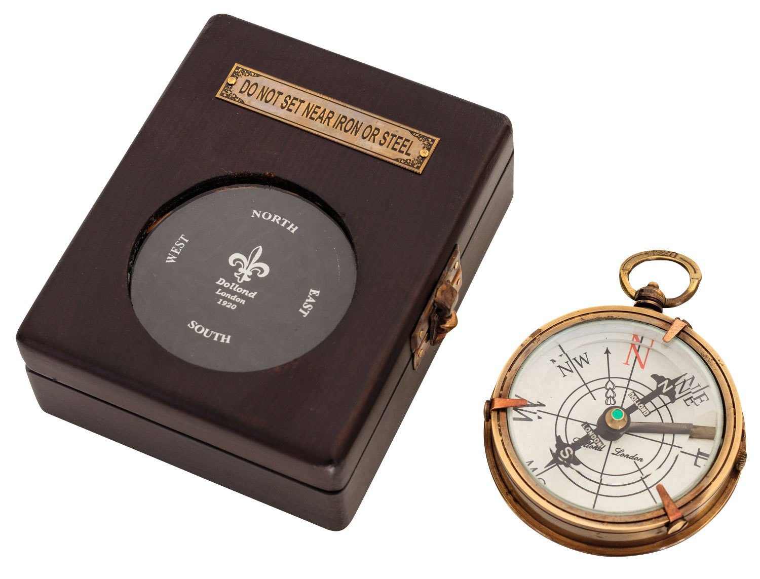 Aubaho Kompass Kompass Maritim Schiff Dekoration Navigation Glas Messing Antik-Stil R