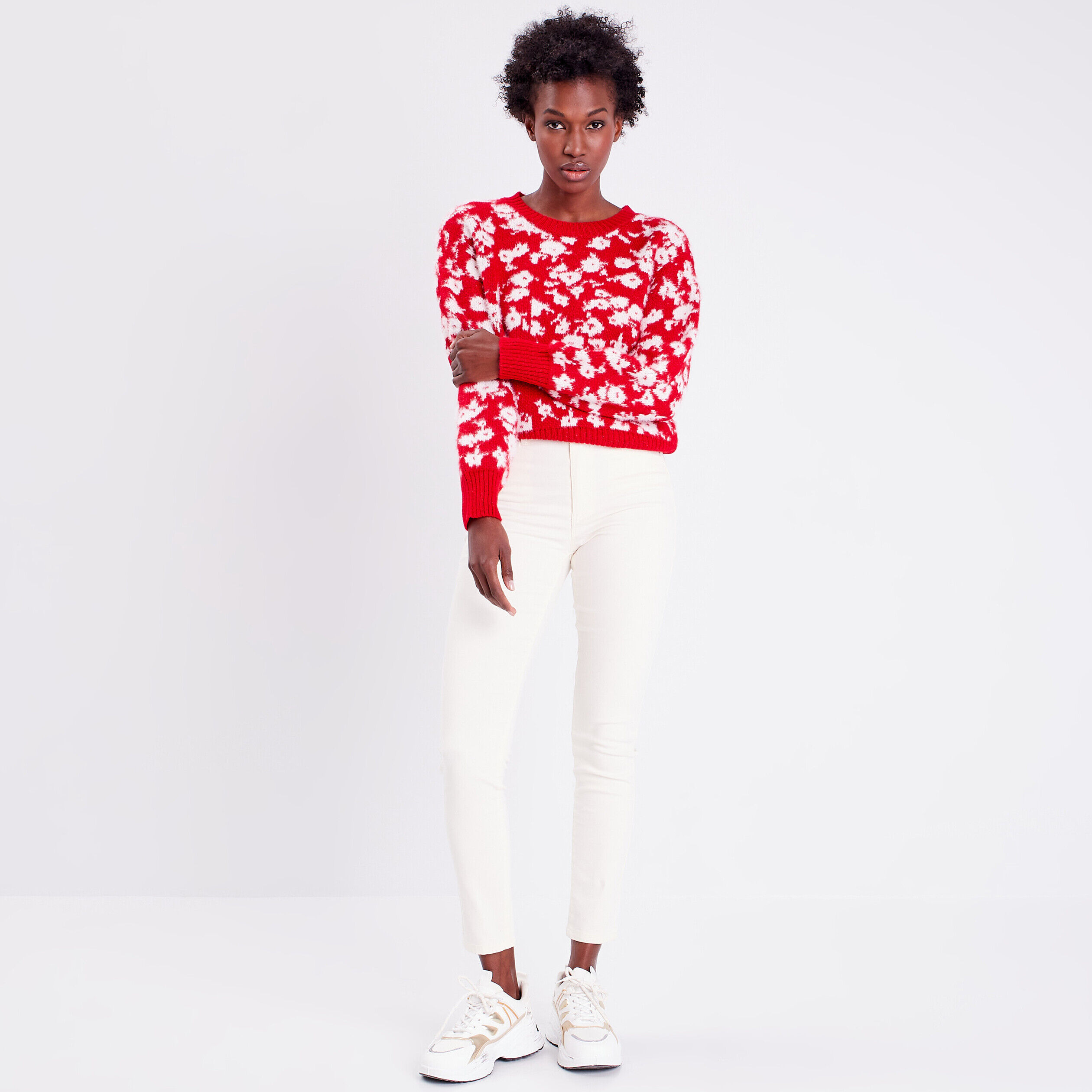 Pull avec col rond rouge femme | Cache Cache