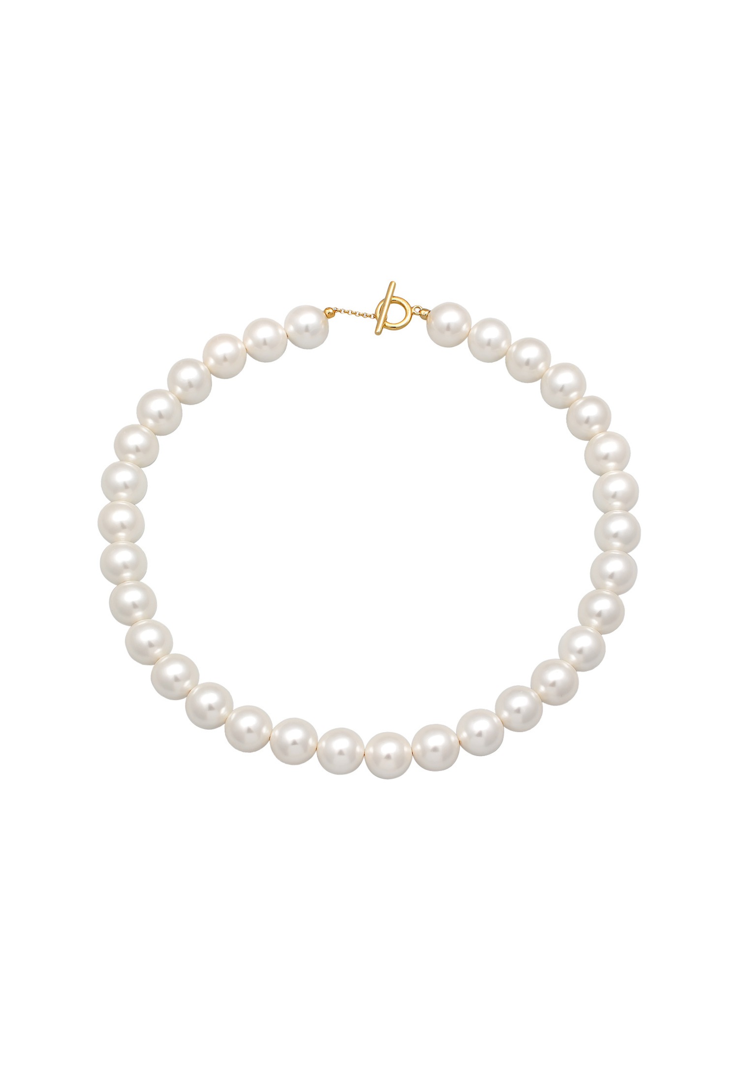 Chiusura a T trendy da donna Elli con perline a conchiglia in argento sterling 925 placcato oro