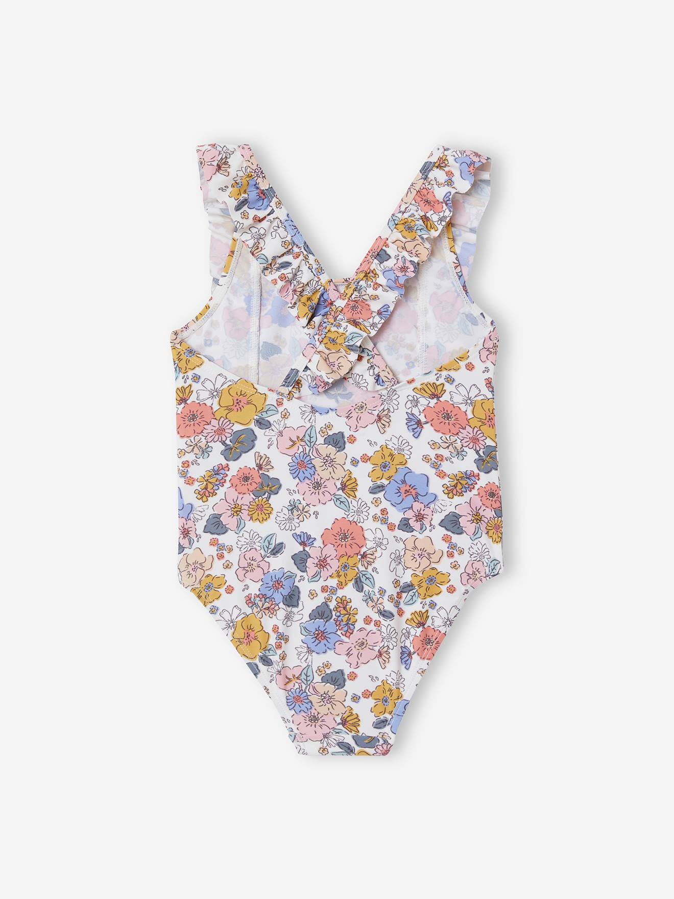 Vertbaudet Mädchen Badeanzug mit Blumen  Oeko-Tex - beige bedruckt