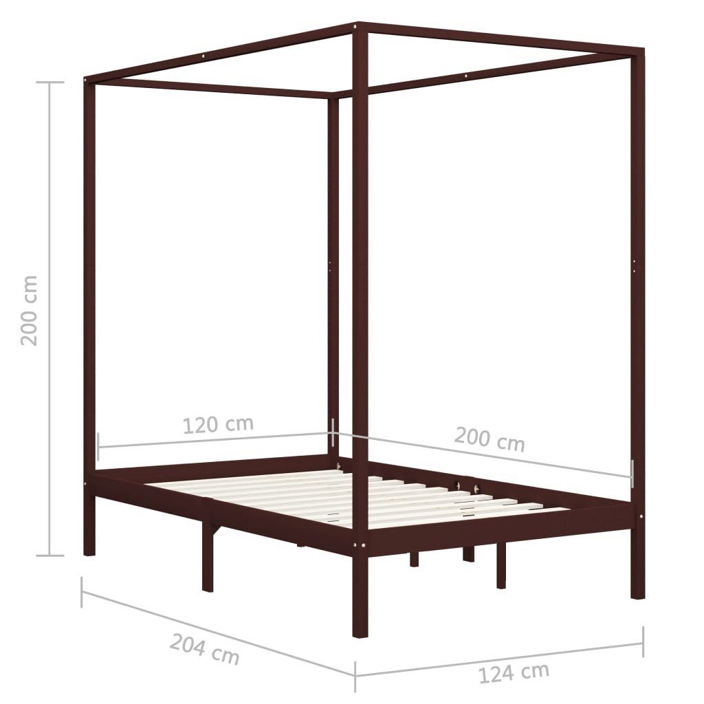 möbelando Himmelbett 299785 (LxBxH: 204x124x200 cm), aus Kiefer in Dunkelbraun