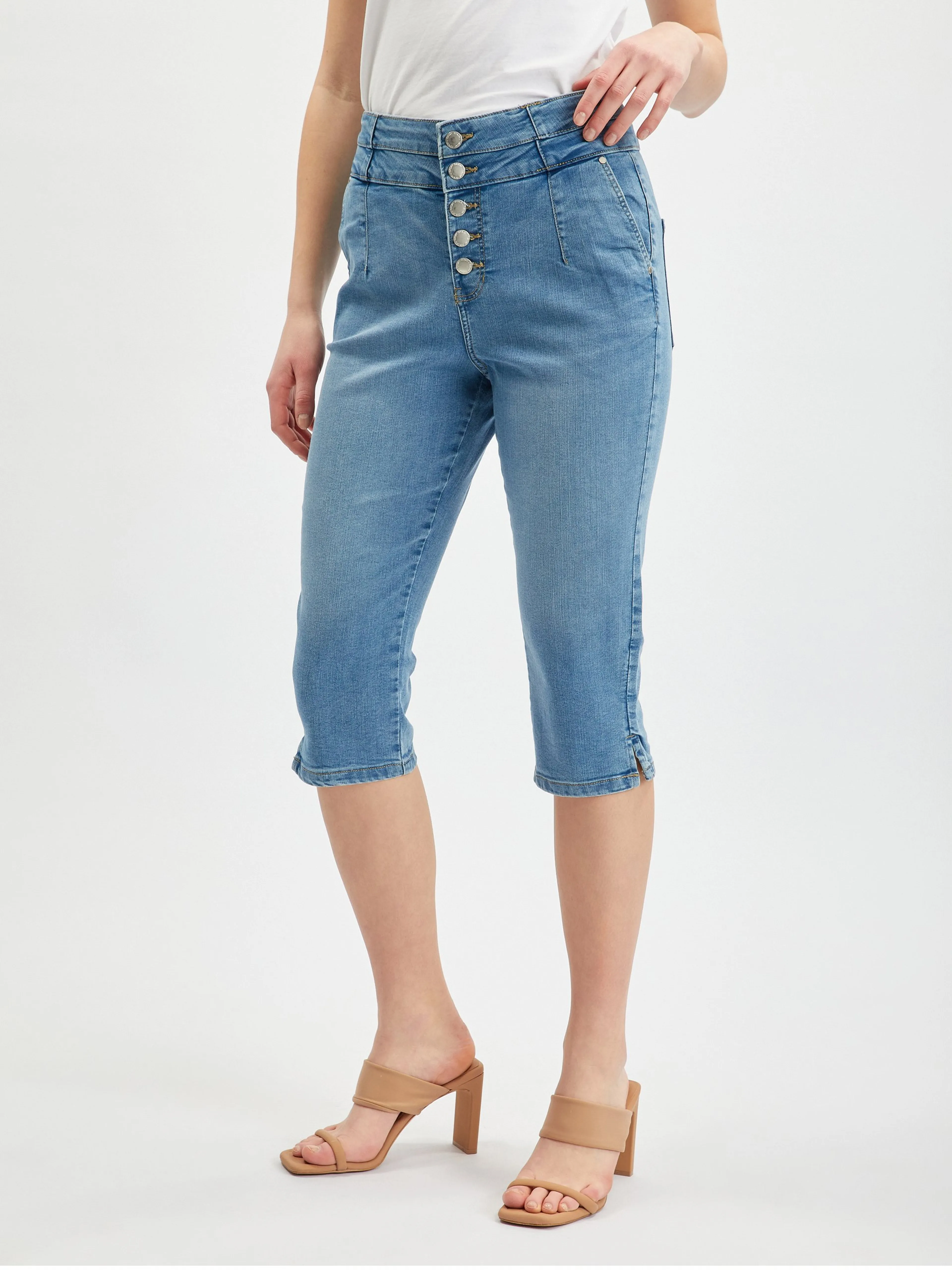Blaue Damen-Cropped-Jeans mit schmaler Passform ORSAY