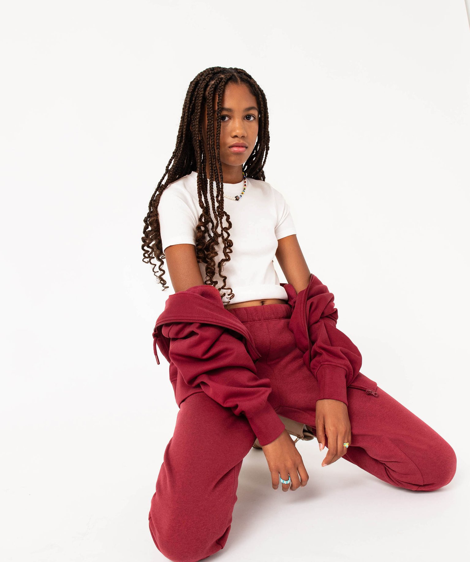 Tee-shirt fille en maille ctelée à manches courtes blanc | GEMO