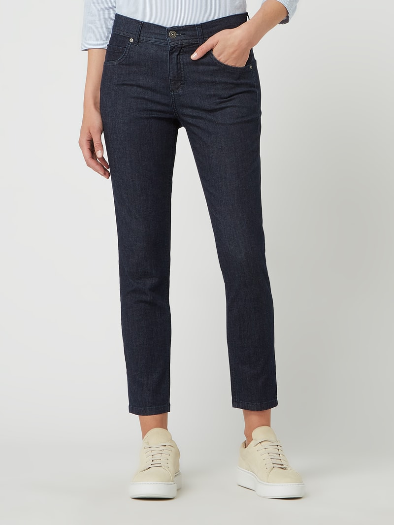 Cropped Jeans mit Stretch-Anteil Modell 'Ornella' in dunkelblau