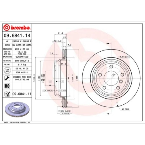09.6841.11 BREMSSCHEIBE BREMBO HA  VP2 - ATU