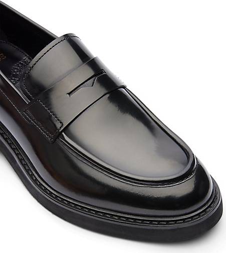 Lottusse Bootsschuh Aus Glänzendem Kalbsleder In Schwarz