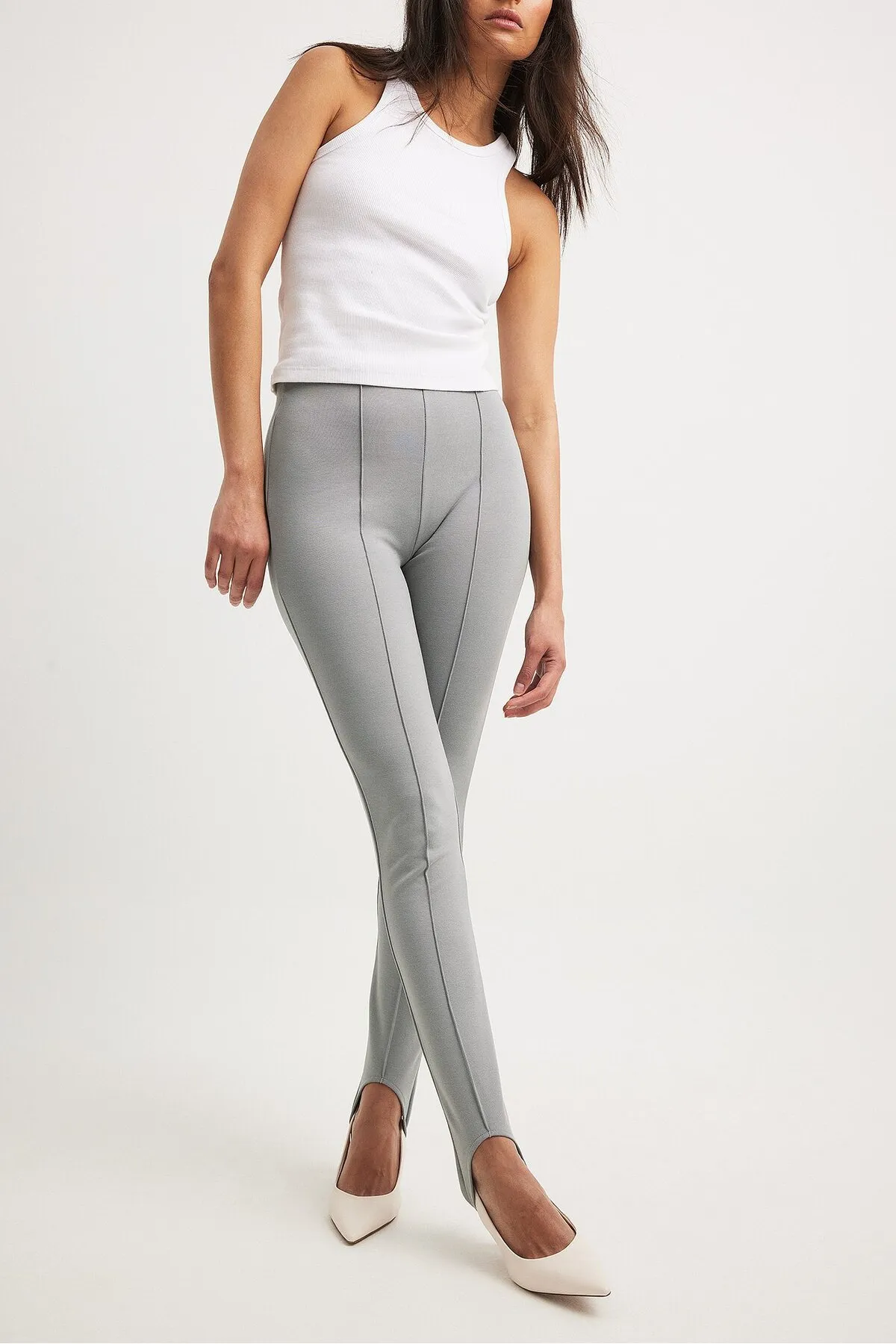 NA-KD  Sport-Leggings - Grau - Hoher Bund