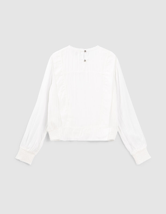 Blouse blanc cassé à plastron dentelle fille