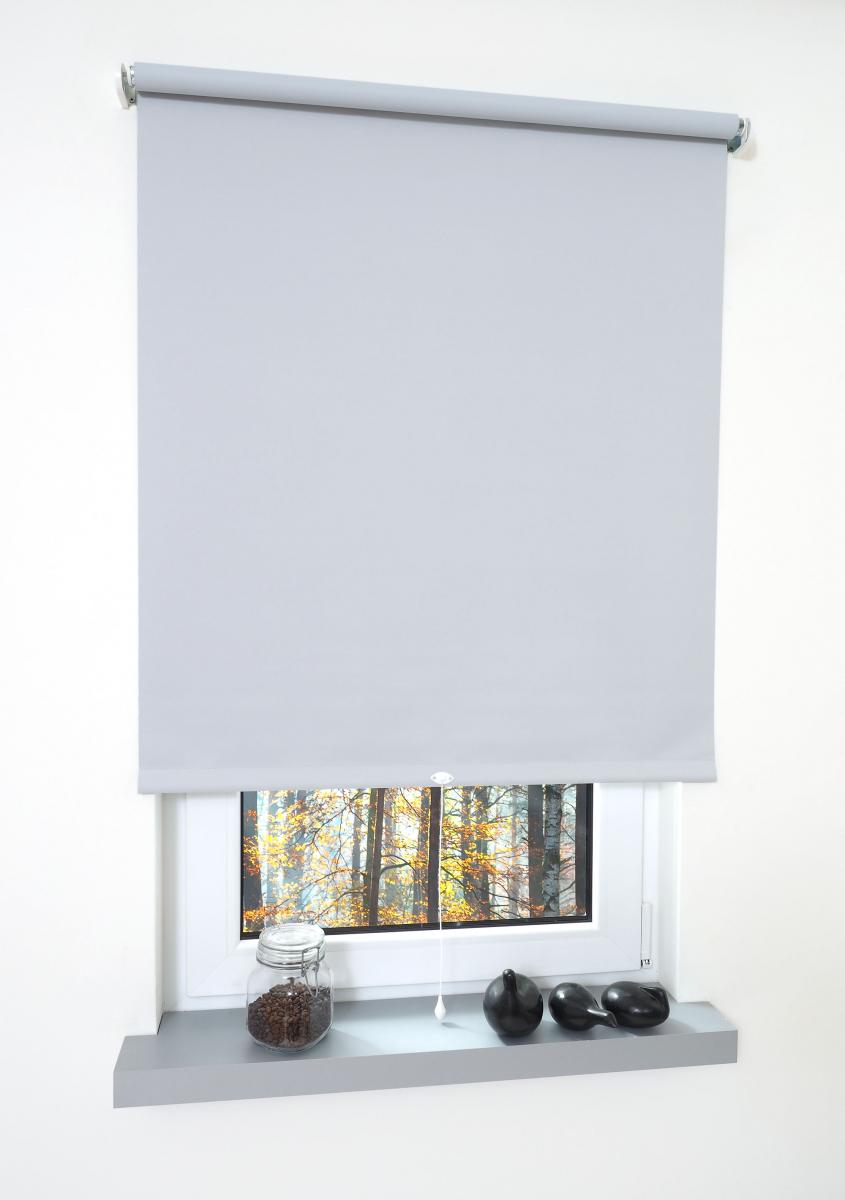 Bella Casa Rollo, Mittelzugrollo Uni Verdunkelung, 102 x 180 cm, hellgrau