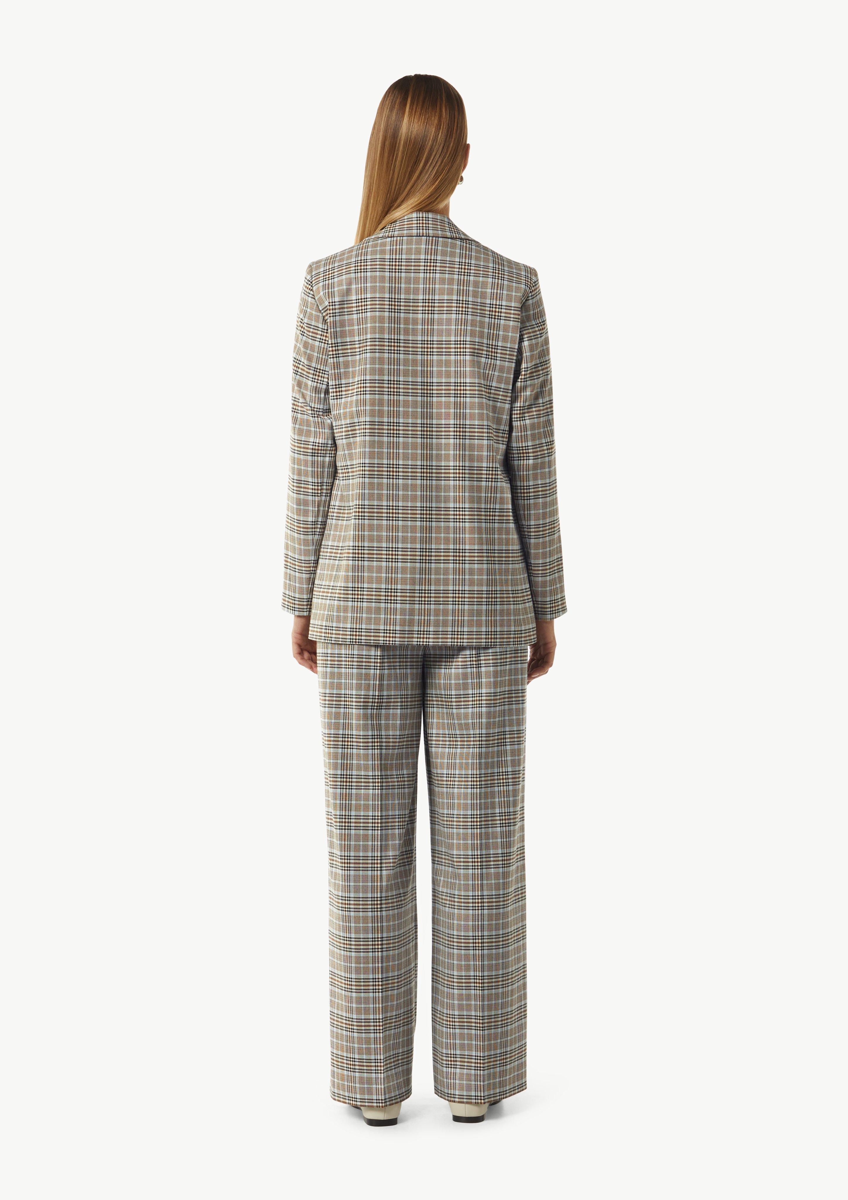 Antaillierter Karo-Blazer - helles beige
