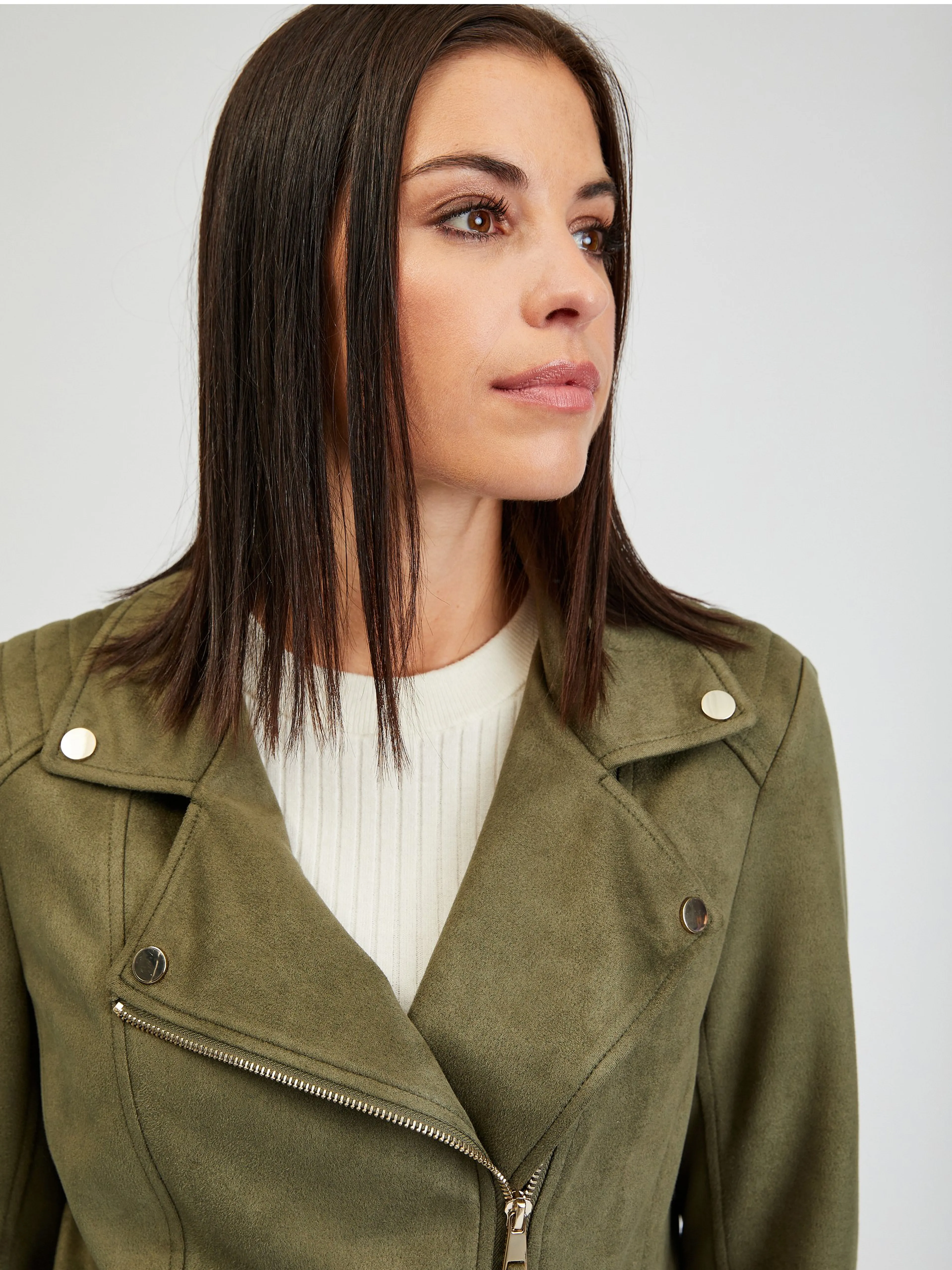 Khakifarbene Damenjacke aus Wildleder ORSAY Tina
