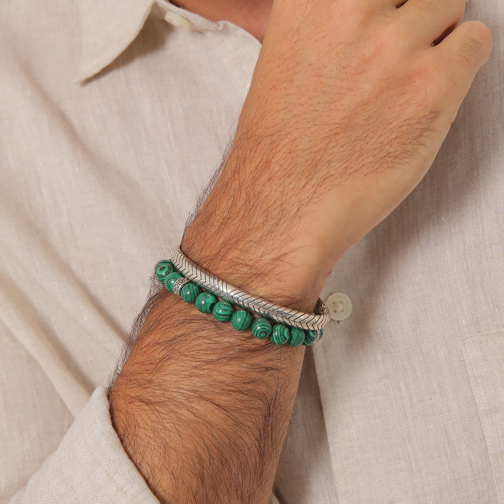 KUZZOI KUZZOI Bracelet Ensemble de bijoux vert oxydé en 925/1000 argent massif Bracelet