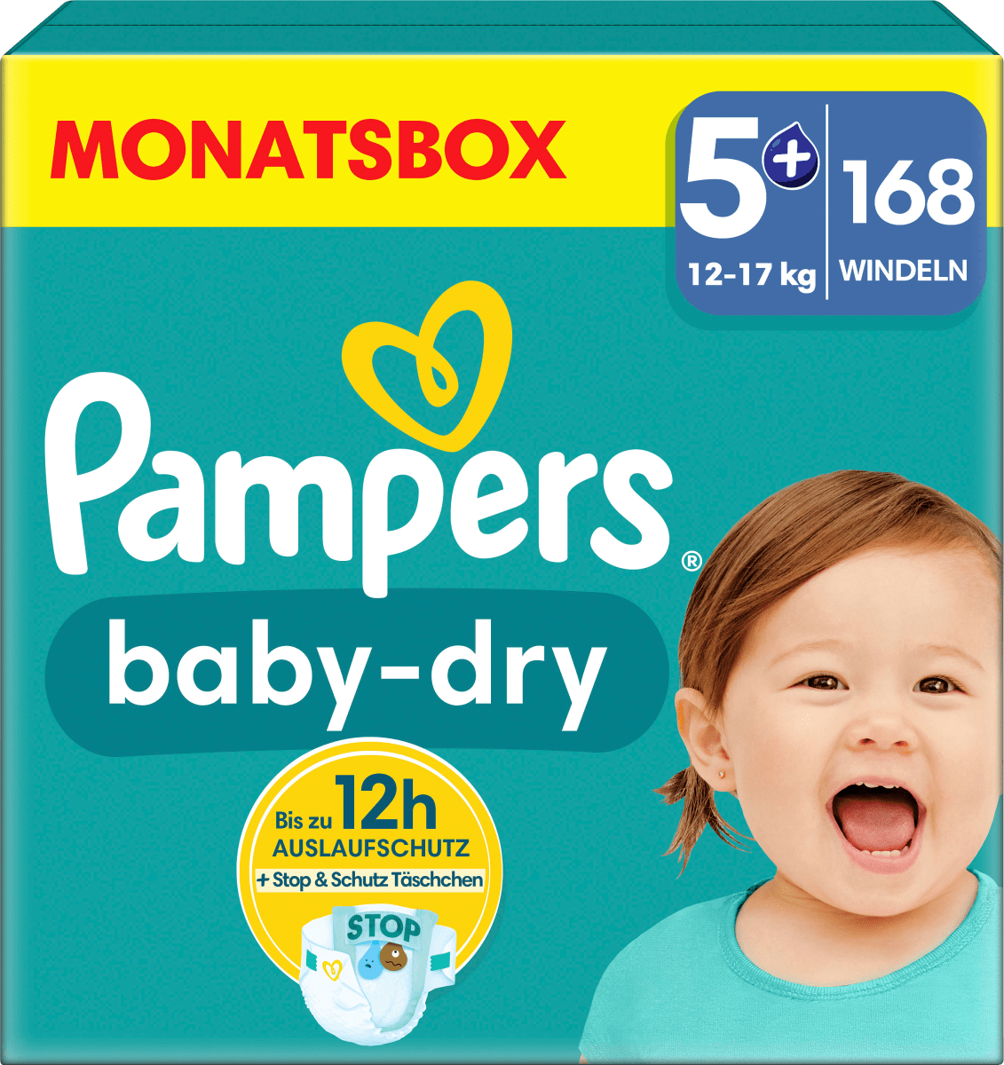 Windeln Baby Dry Gr.5+ Junior Plus (12-17 kg), Monatsbox, 168 St