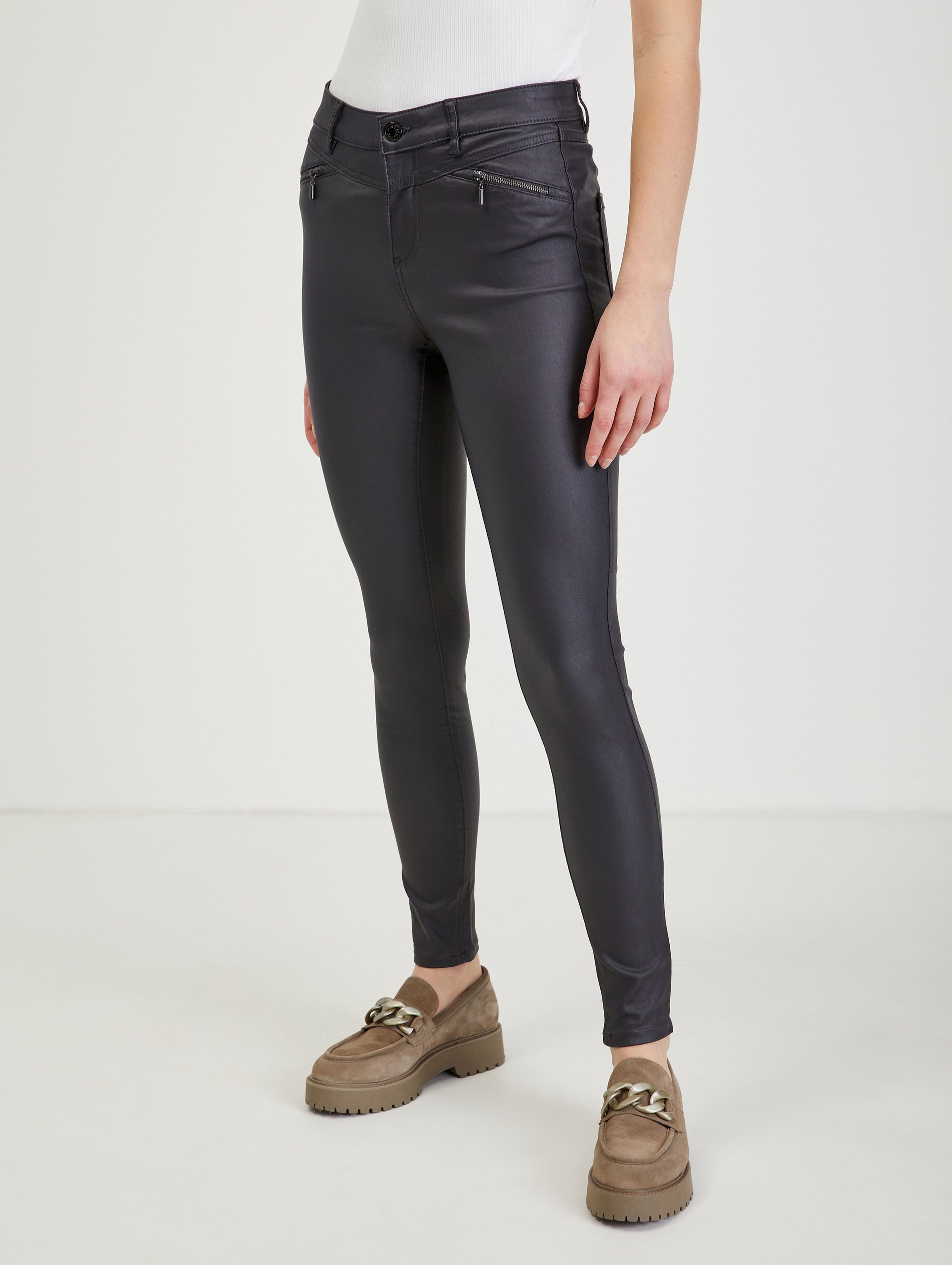 Dunkelgraue Damen Kunstlederhose ORSAY