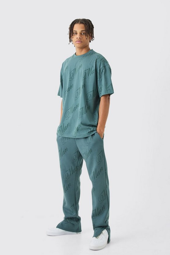 Man T-Shirt mit geteiltem Saum & Jogginghose