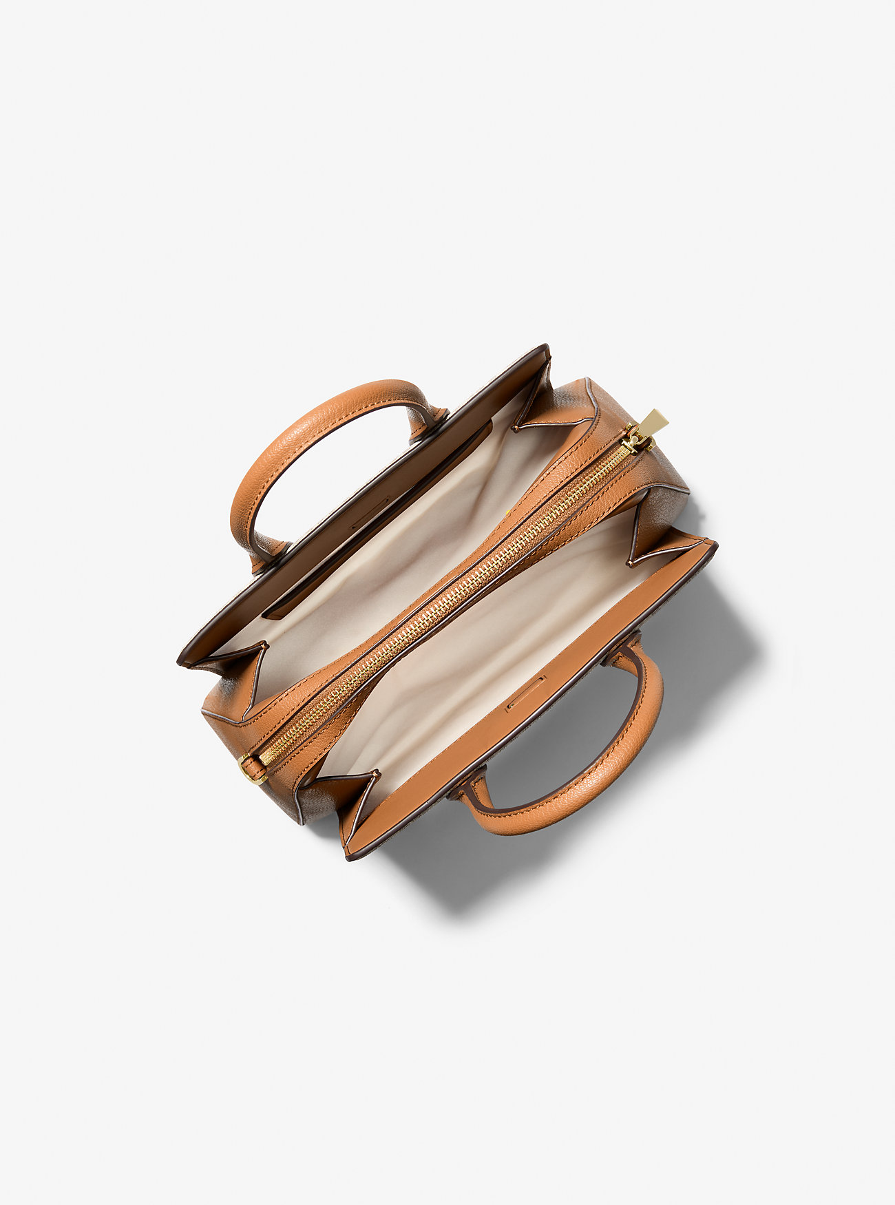 Laila Small Signature Logo Satchel - VANILLA/ACORN