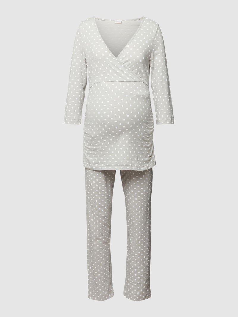 Umstands-Pyjama mit 3/4-Arm und Stillfunktion in mittelgrau