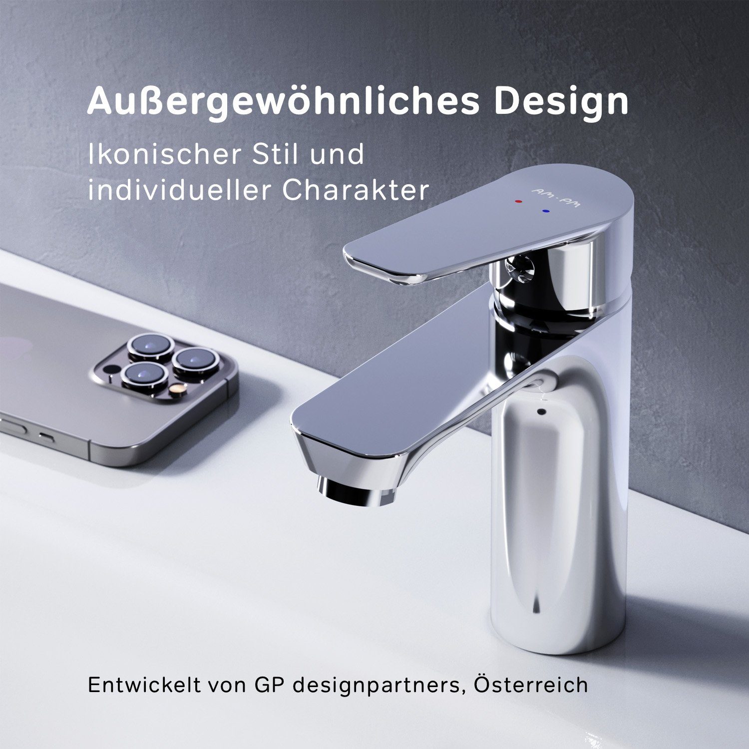 AM.PM Waschtischarmatur Waschbeckenarmatur Hit Waschbecken Wasserhahn Bad (mit Klick-Ablaufgarnitur, Mischbatterie) Waschtisch Mischbatterie Badezimmer Badarmatur