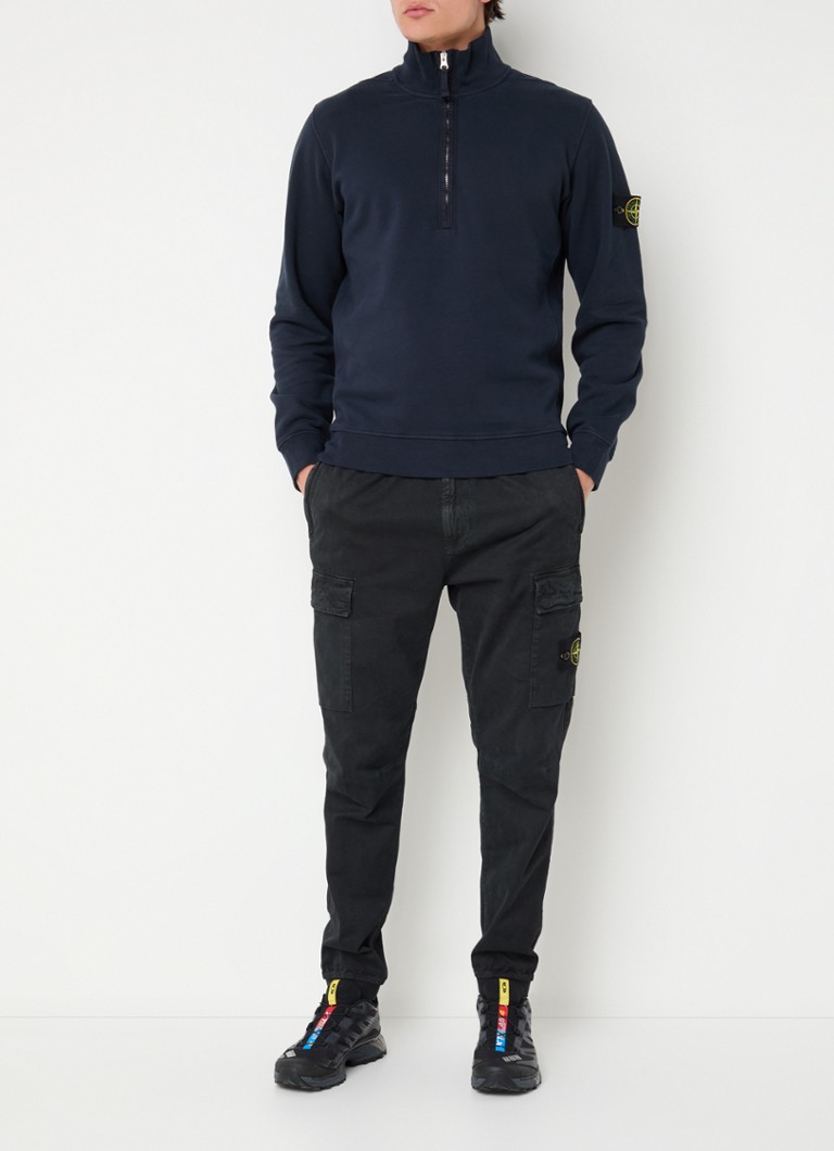 Πουλόβερ Stone Island 63420 με μισό φερμουάρ και λογότυπο
