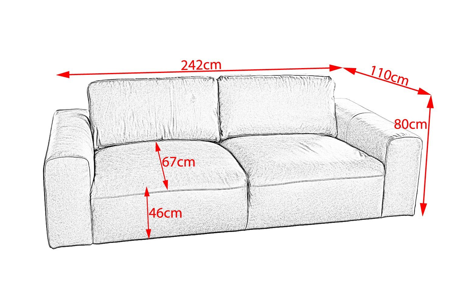 KAWOLA 3-Sitzer BODHI, Sofa, versch. Bezüge und Farben