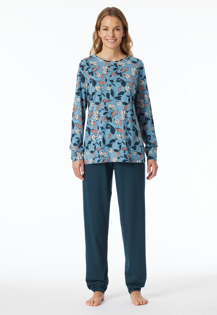 Schlafanzug lang Bündchen Blumen multicolor - Comfort Nightwear