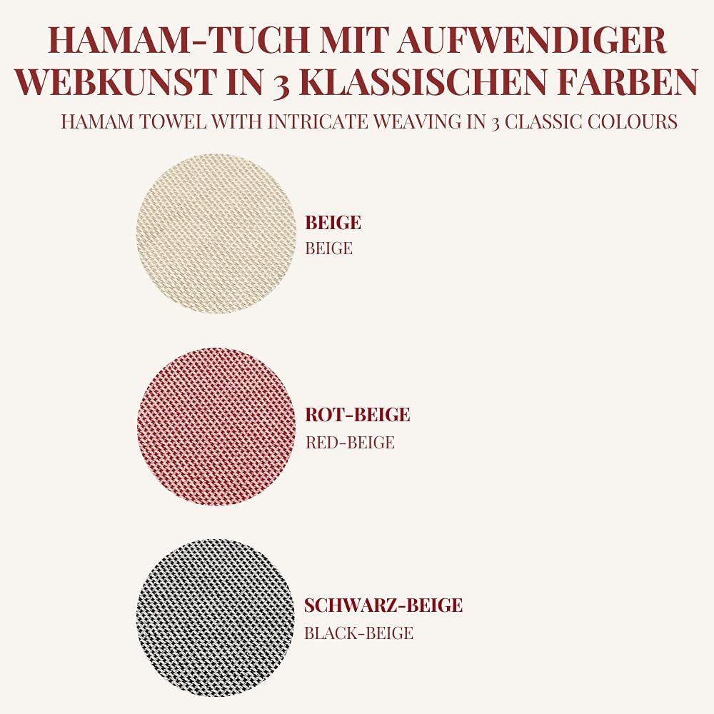 Carenesse Hamamtuch Favo 90 x 170 cm schwarz I Hamam Handtuch 100% Baumwolle Pepita Muster, Baumwolle (1-St), Pestemal Fouta Strandtuch Beachtowel Dekotuch Couchdecke Sofadecke