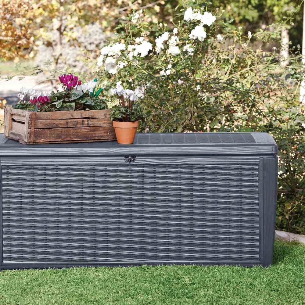 Keter Kissenbox Sumatra Box Rattan, anthrazit, ca. 145x72x64 cm