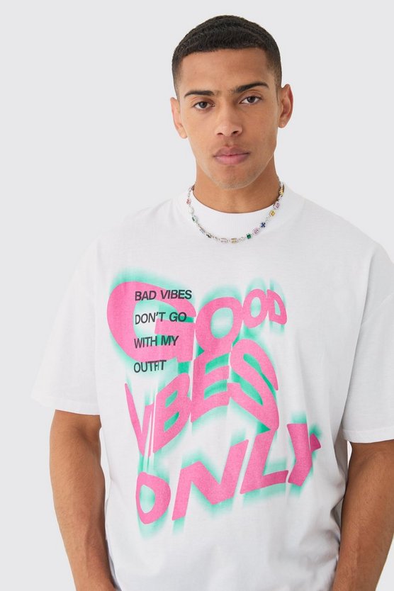 Oversize T-Shirt mit Good Vibes Only Print