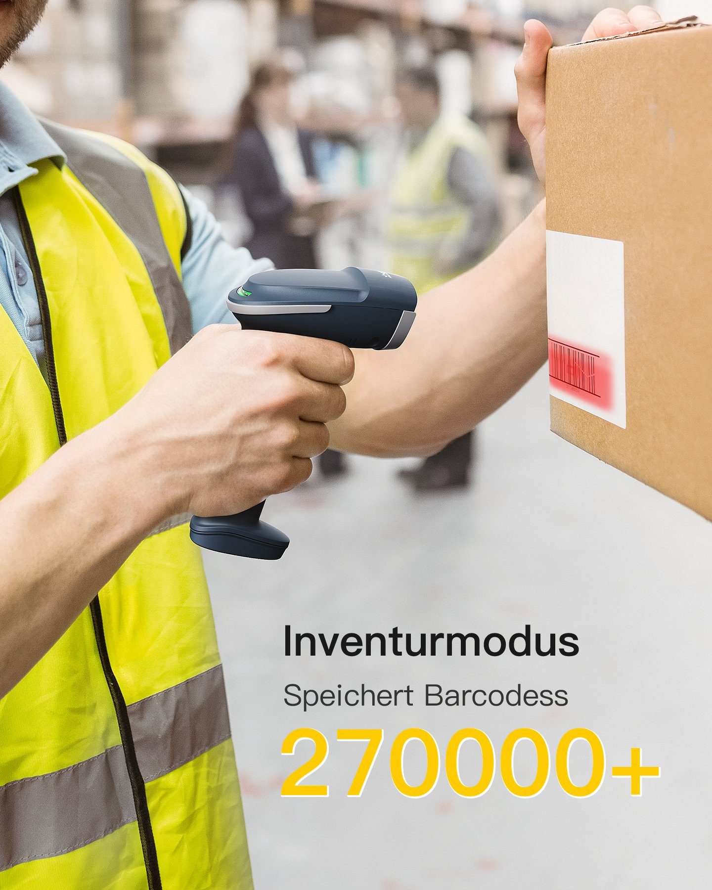 Inateck 1D 2D Wireless Barcode Scanner, Kabellos, Bluetooth 5.0 Handscanner, (Bildschirm-Scannen)