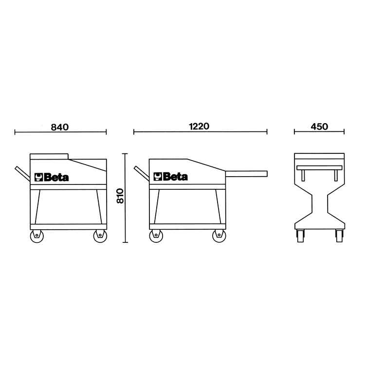 Beta 025000001 Tank tool trolley with side box