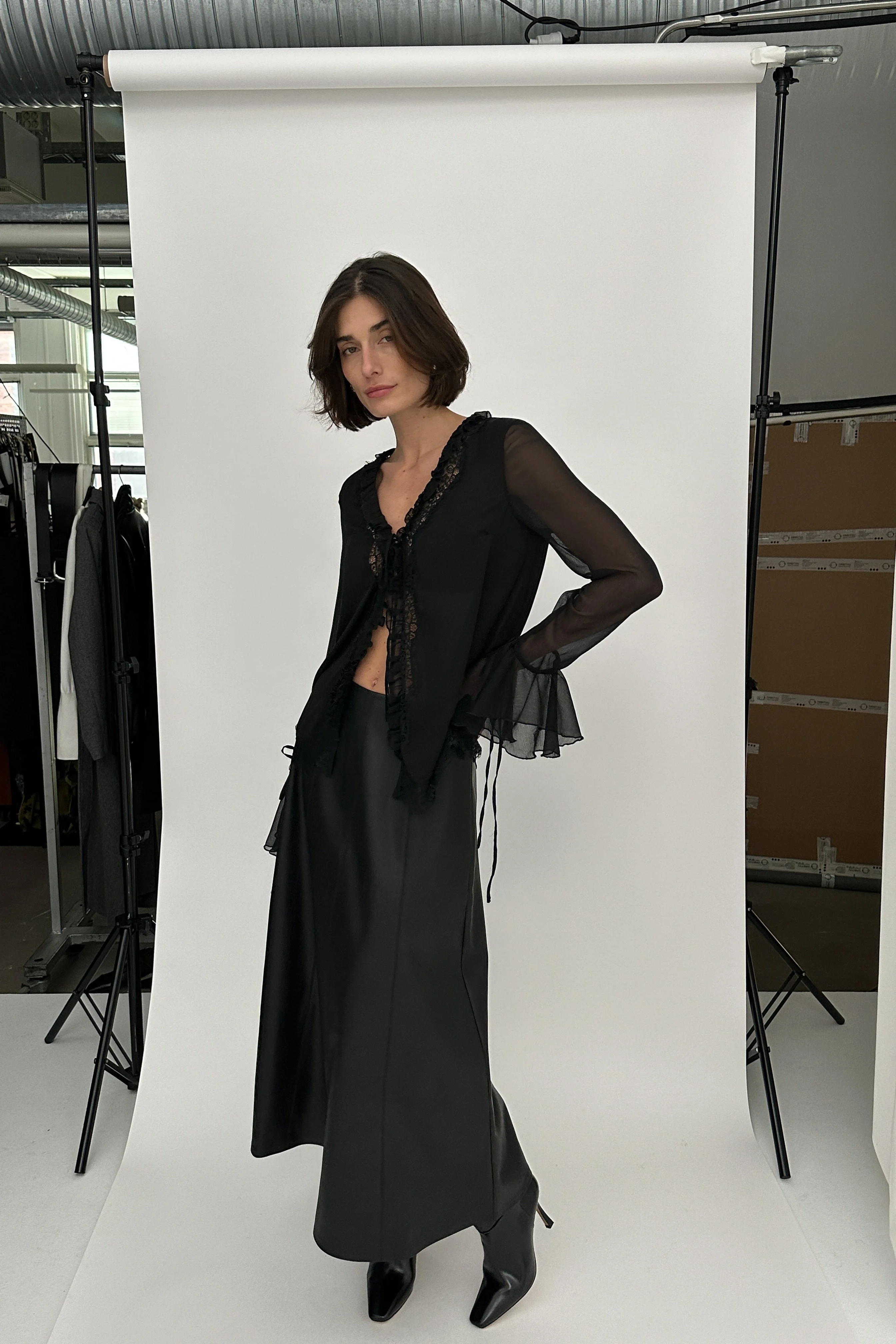 Chiffonbluse mit Spitzenverzierung