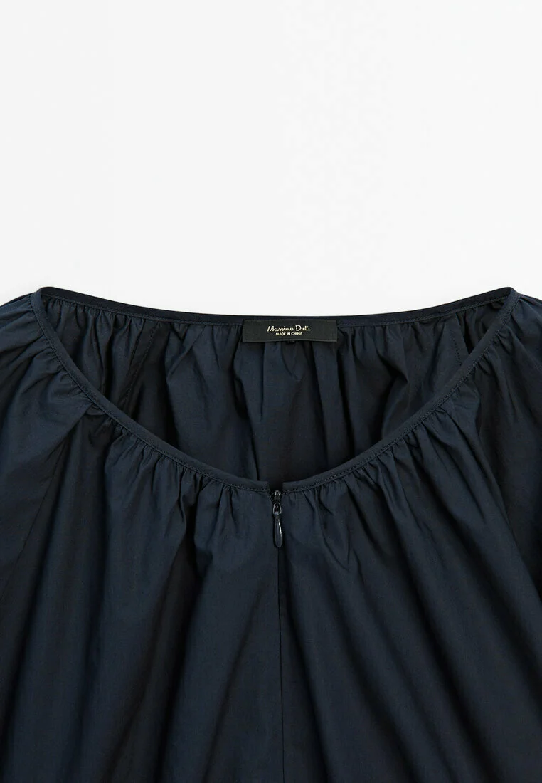 Blusa de popelina con mangas abullonadas de Massimo Dutti
