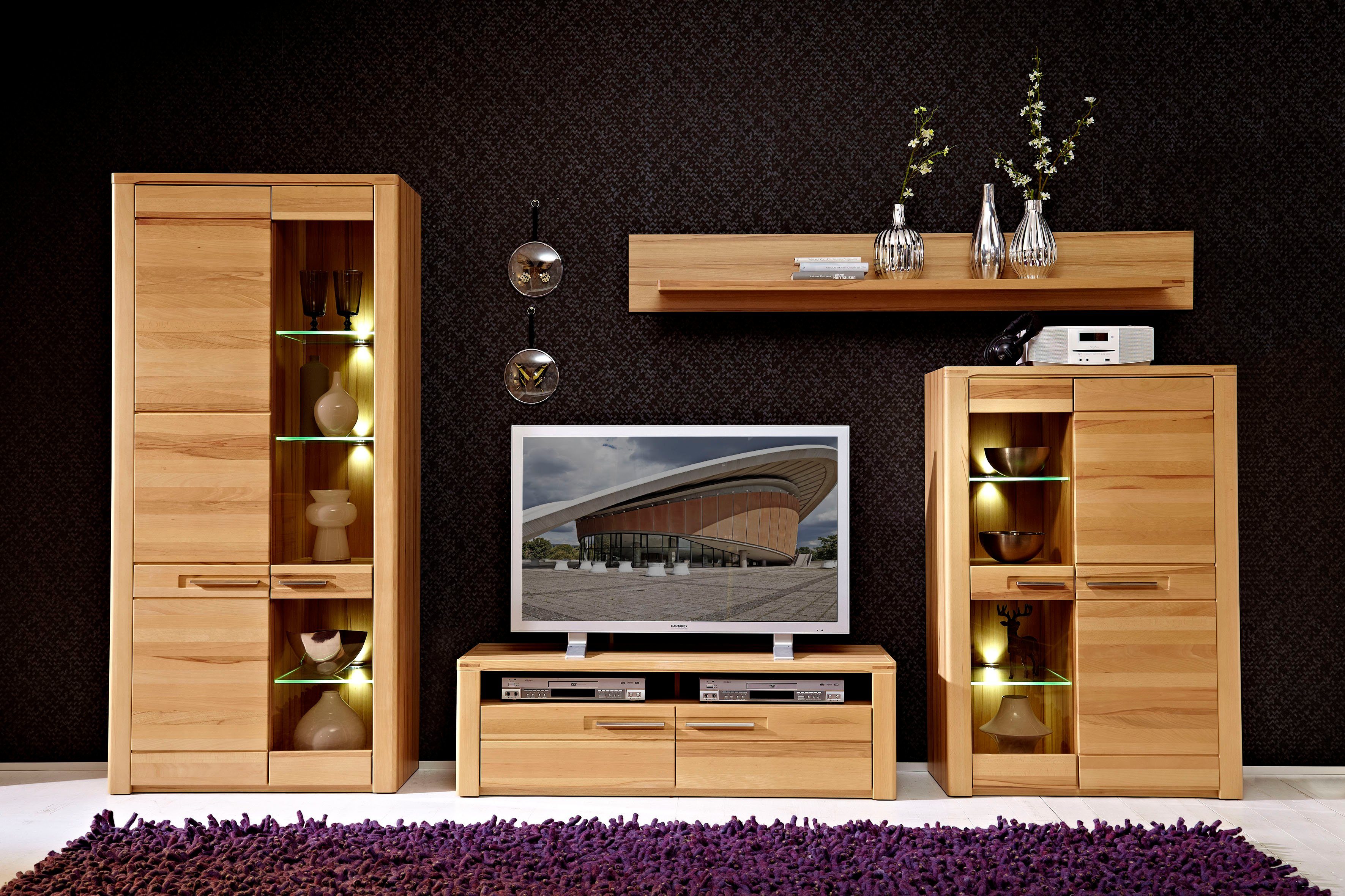Innostyle Wohnwand Nature Plus, (Set, 4-St), inkl. LED-Beleuchtung, mit Soft-Close-Funtion