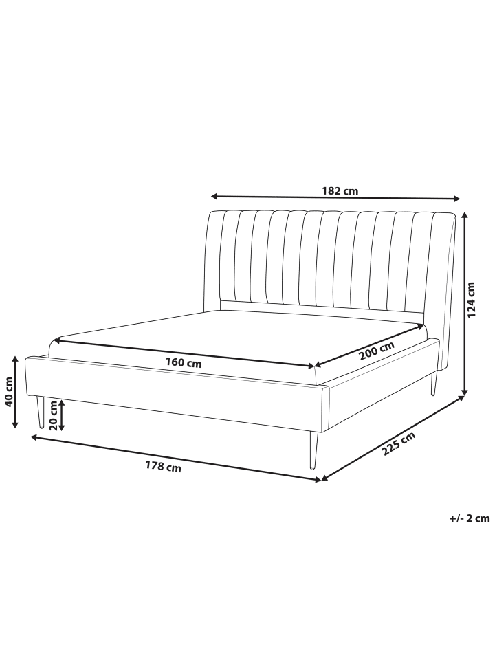 Beliani Doppelbett MARVILLE in Beige/Gold - (W) 182 x (H) 124 x (L) 225 cm günstig kaufen onesize