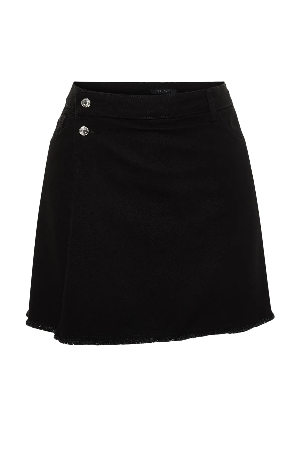Trendyol Curve  Schwarzer Shorts-Rock mit hohem Bund und Quasten und Quasten TBBSS23AP00008