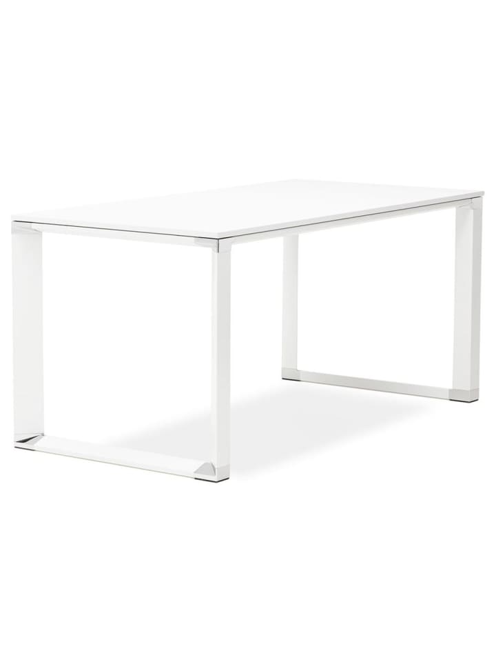 KADIMA DESIGN Schreibtisch 160x80 cm ergonomisch gerade Form, Melaminholz & Metall in Weiß günstig kaufen
