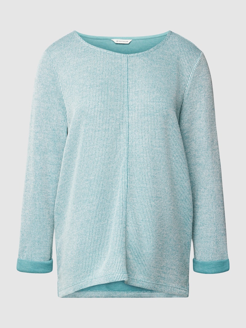 Pullover aus Viskose-Mix mit 3/4-Arm in petrol meliert