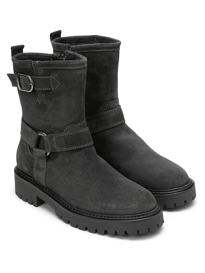 Marc O'Polo Shoes Leder-Boots in Anthrazit günstig kaufen