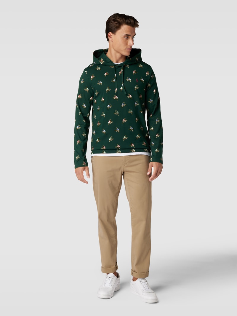 Hoodie mit Label-Stitching in dunkelgrün